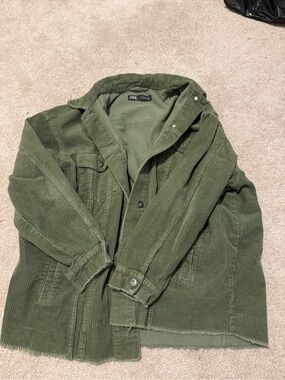 Zara Olive Green Corduroy Shacket